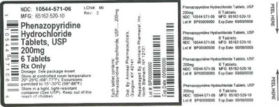 Label (Label Phenazopyridine HCl Tabs 200mg Bpi(10544 571 06) Amneal(65162 520 10) Rev2)